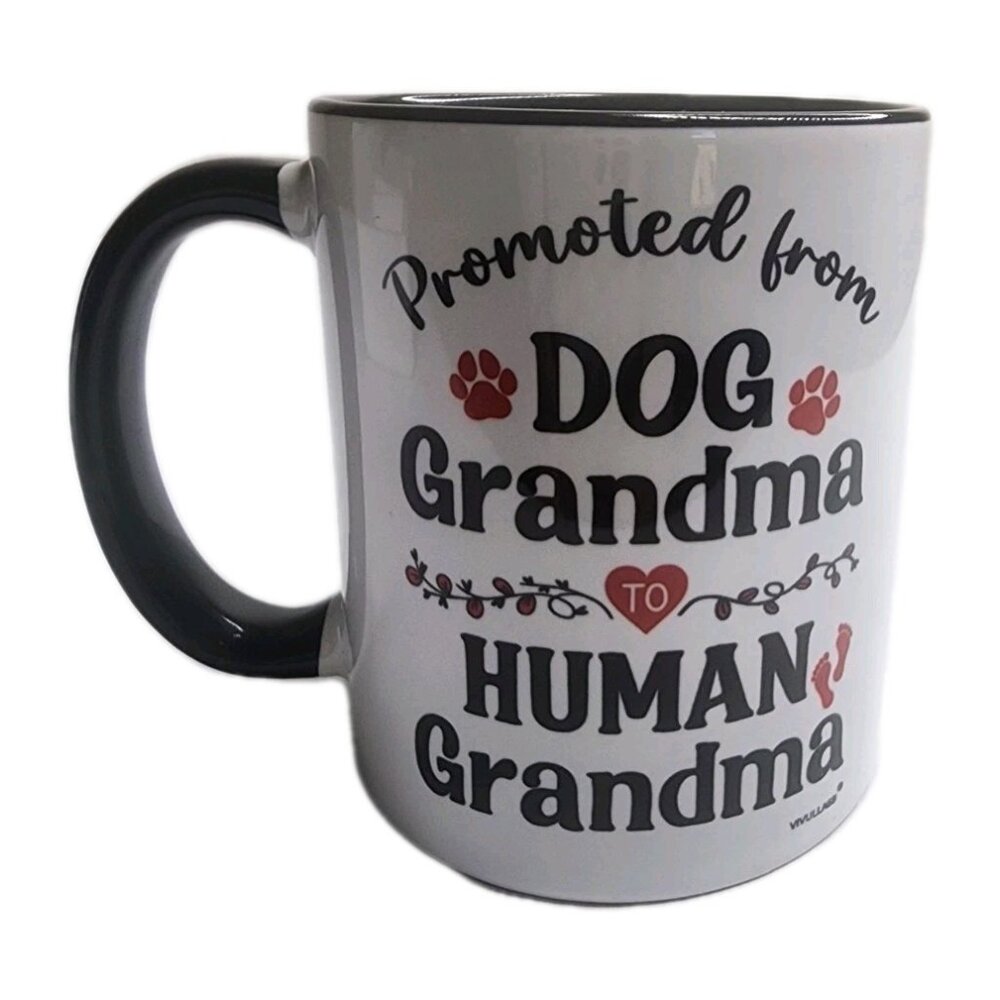 Promoted From Dog Grandma to Human Grandma Ceramic Two-Tone Coffee Mug